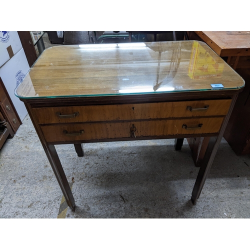 263 - A walnut canteen of silver plated cutlery table containing a Mappin & Webb canteen of cutlery and ot... 