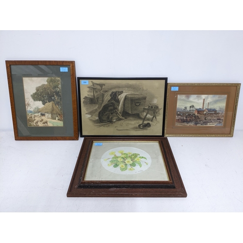 266 - A group of three framed and glazed watercolours to include one by William Wheeler depicting a Welsh ... 