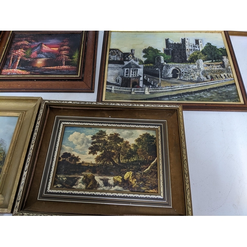 275 - A mixed lot of framed pictures to include a watercolour of a coastal scene, signed G Tyler, two stil... 