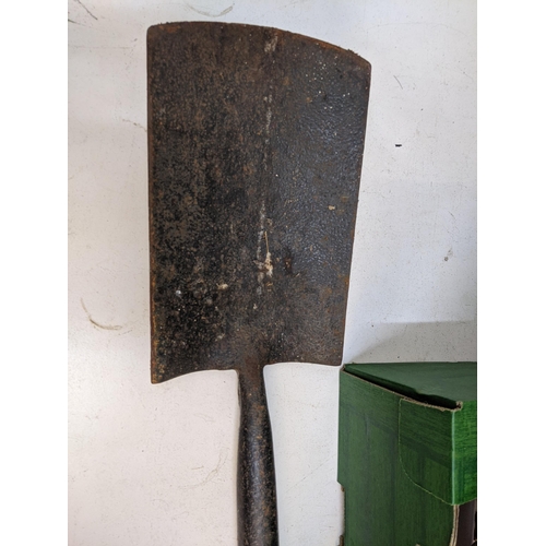 330 - A mixed lot to include plugs and fittings, a pick axe, a broomstick, a spade and other items Locatio... 