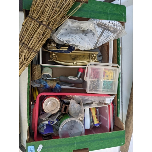 330 - A mixed lot to include plugs and fittings, a pick axe, a broomstick, a spade and other items Locatio... 