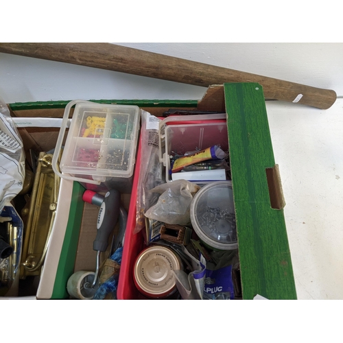 330 - A mixed lot to include plugs and fittings, a pick axe, a broomstick, a spade and other items Locatio... 