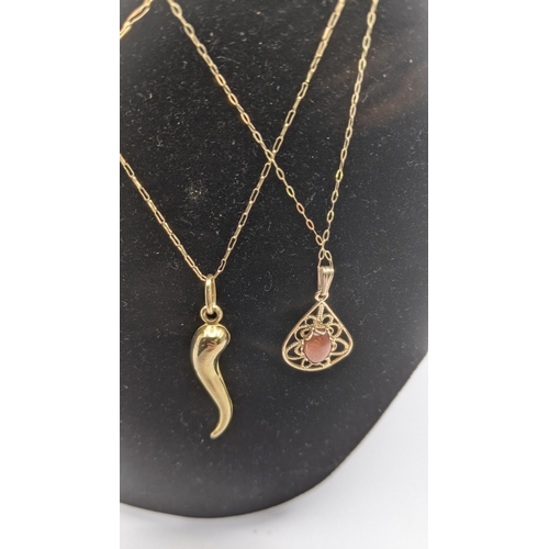 47 - 9ct gold comprising of four fine necklaces each with a pendant and a pair of earrings 10.8 total
Loc... 