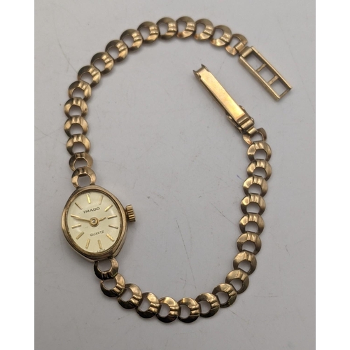 51 - A 9ct gold Imado quartz ladies wristwatch on a 9ct gold bracelet total weight 8.5g
Location:CAB1
If ... 