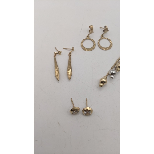 52 - Five pairs of 9ct gold stud earrings together with two yellow metal pairs of earrings tested as 9ct ... 