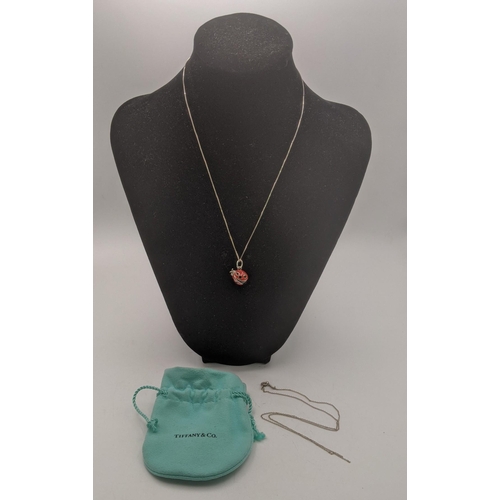 73 - A Tiffany silver and enamelled lady bird pendant and two necklaces total weight 8.6g
Location:CAB1
I... 