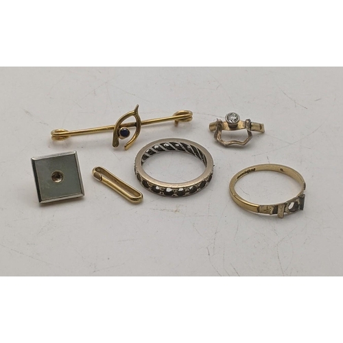 82 - Mixed 18ct gold jewellery to include an 18ct gold ring A/F, an 18ct gold white ring A/F, an 18ct gol... 