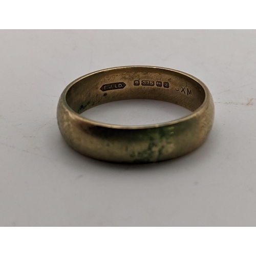 85 - A 9ct yellow gold wedding band, 5.7g Birmingham 1974, marks for Excalibur jewellery
Location :CAB5
I... 