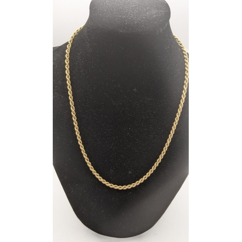 91 - A 9ct gold rope twist necklace 4.3g, 46cm long, Location:CAB3
If there is no condition report shown,... 