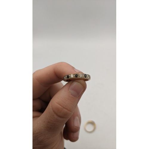 148 - A 9ct gold set with a past stone and a 9ct gold ring set with sapphires and past stones, 5.2g
Locati... 