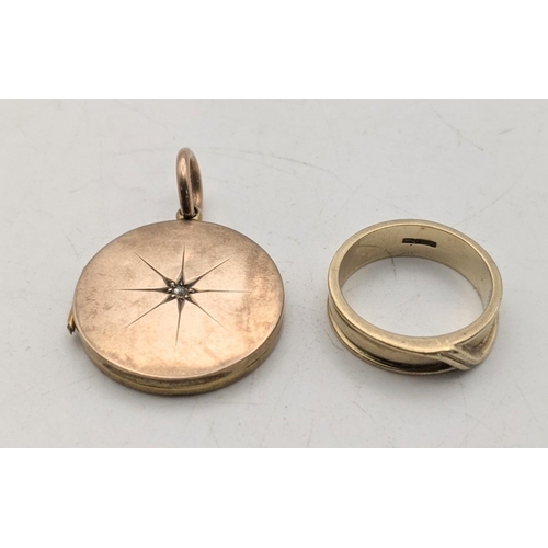 151 - A 9ct gold ring, 3.7g and a part gold coloured locket
Location:RING

If there is no condition report... 