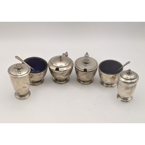 155 - Six silver condiments to include four mustard pots and two pepper pots, total weight 245.3g
Location... 