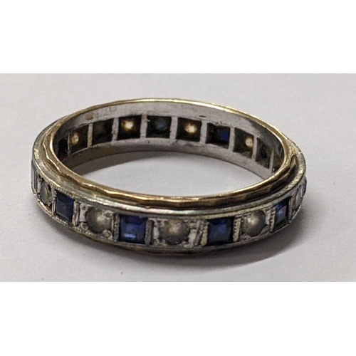 212 - A 9ct white and yellow gold sapphire eternity ring, 3.1g
Location: CAB 2

If there is no condition r... 