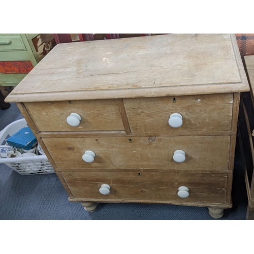 254 - A Victorian pine chest of two short and two long drawers 83cm h x 86cm w Location: A3F
If there is n... 