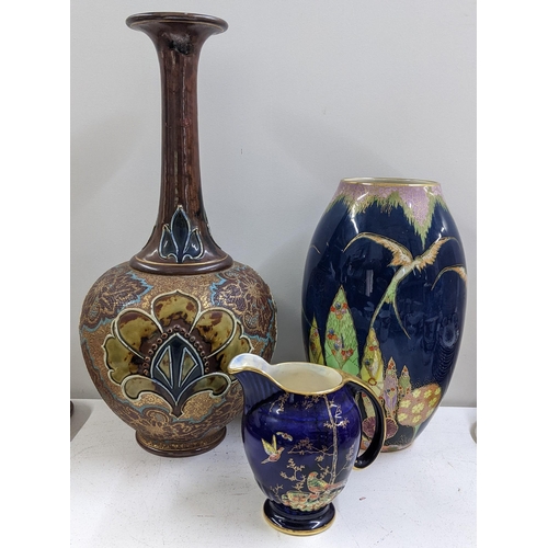 309 - A Royal Doulton Slater patent vase A/F, together with a Carlton ware lustre vase and Crown Devon jug... 