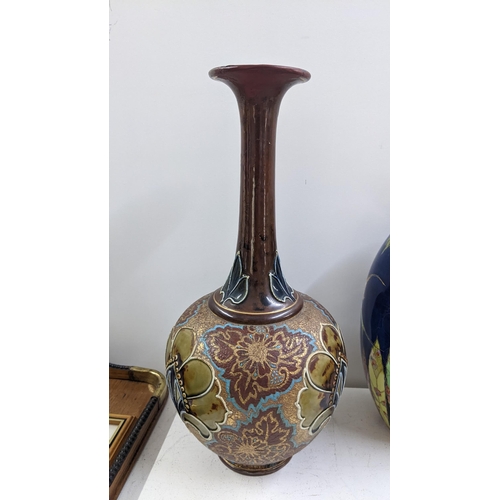 309 - A Royal Doulton Slater patent vase A/F, together with a Carlton ware lustre vase and Crown Devon jug... 