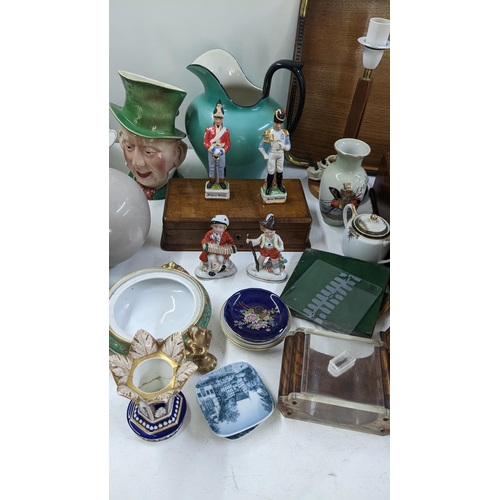 316 - A mixed lot to include a salt glazed jug, 19th century Spode spill vase, Brentleight porcelain table... 