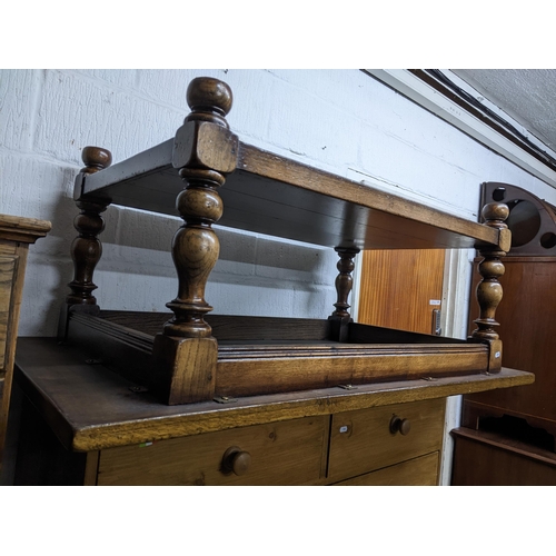 297 - A late 20th century Titchmarsh & Goodwin oak Old English style coffee table on turned block legs uni... 