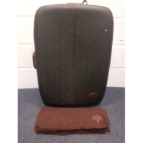 1 - Mulberry- A large Scotchgrain hard-cased wheelie suitcase, 30