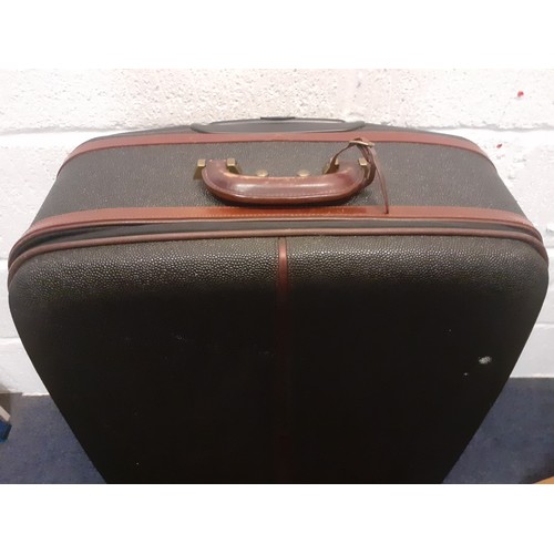 1 - Mulberry- A large Scotchgrain hard-cased wheelie suitcase, 30