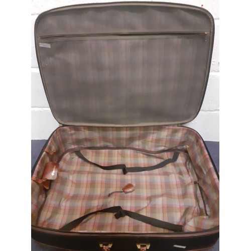 1 - Mulberry- A large Scotchgrain hard-cased wheelie suitcase, 30