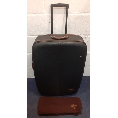 1 - Mulberry- A large Scotchgrain hard-cased wheelie suitcase, 30