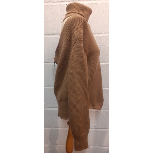 35 - Monse-A brown knitted ladies jumper, as new with original tags, having a cowl neck and cut out back ... 