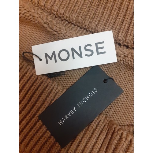 35 - Monse-A brown knitted ladies jumper, as new with original tags, having a cowl neck and cut out back ... 