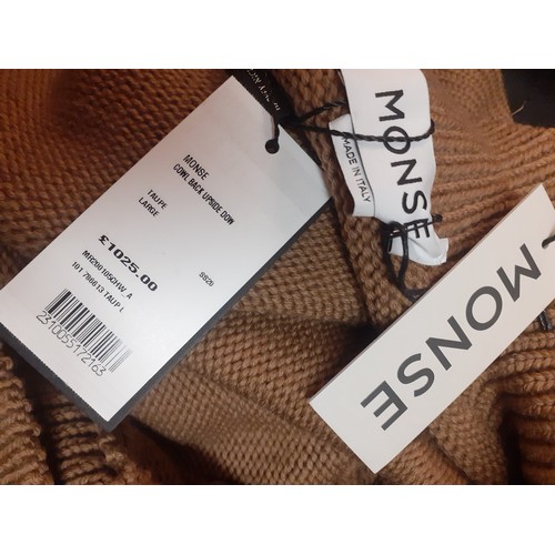 35 - Monse-A brown knitted ladies jumper, as new with original tags, having a cowl neck and cut out back ... 