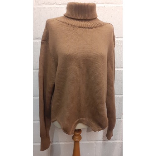 35 - Monse-A brown knitted ladies jumper, as new with original tags, having a cowl neck and cut out back ... 