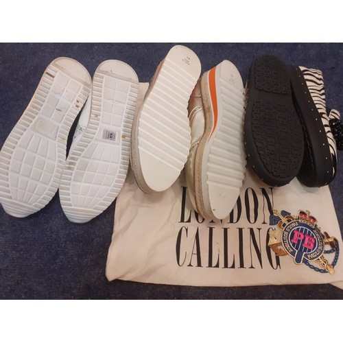 59 - Three pairs of ladies leisure shoes comprising a pair of hardly worn gold Carvela for Kurt Geiger Eu... 