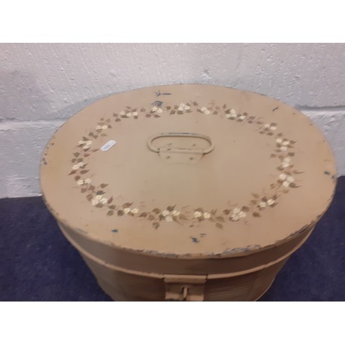 65 - A Victorian painted metal hat box and a quantity of ladies hats to include M&S, Alexon and Clock Hou... 