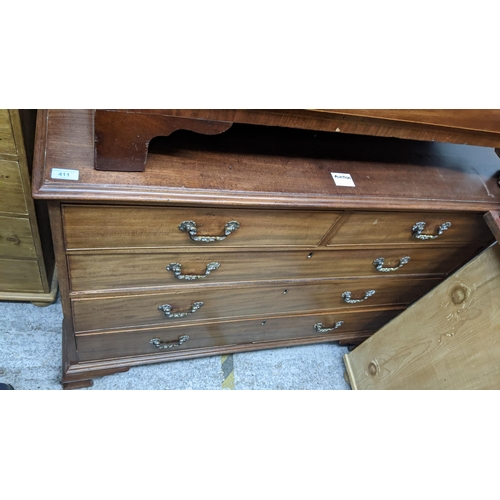 230 - A George III mahogany chest of two short and three graduated long drawers on bracket feet 96cm x 118... 