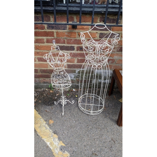 259 - Two white painted metal wire mannequins together with small furniture to include a G Plan teak and t... 