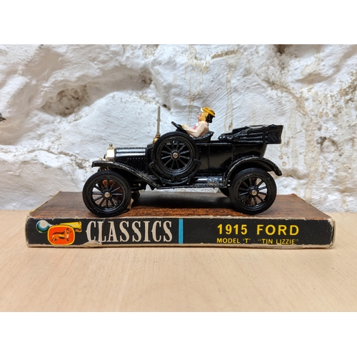 11 - Four Corgi classics to include three 1915 Ford Model T's 901,9013,9012 and a 1927 Bentley Le Mans an... 