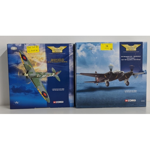 16 - Six Corgi model planes from ' The Aviation Archive' to include a Gloster Sea gladiator MK.1 Sub Lt J... 