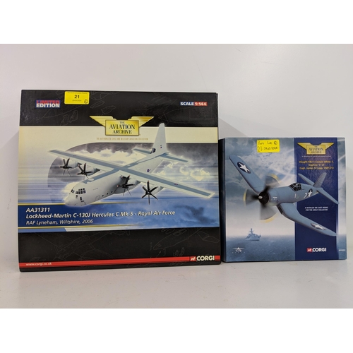 21 - Six Corgi Models of military planes from The Aviation Archive to include, British Aerospace Hawk T.J... 