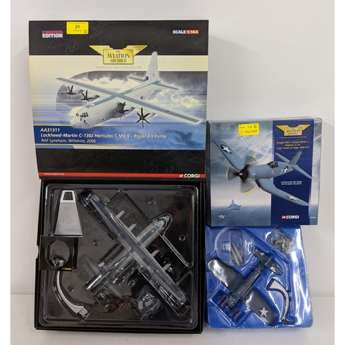 21 - Six Corgi Models of military planes from The Aviation Archive to include, British Aerospace Hawk T.J... 