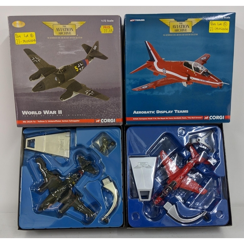 21 - Six Corgi Models of military planes from The Aviation Archive to include, British Aerospace Hawk T.J... 