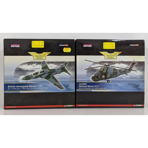 21 - Six Corgi Models of military planes from The Aviation Archive to include, British Aerospace Hawk T.J... 