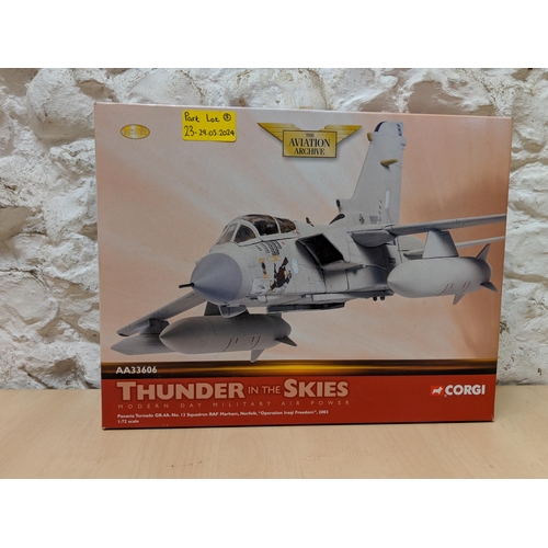 23 - Three Corgi models of planes from ' The aviation Archive' to include panavia Tornado GR. 4A No. 13 S... 