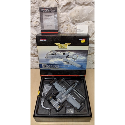 24 - Two Corgi models of planes from 'The aviation archive' a fairchild A-10A Thunderbolt II USAF 81st Fi... 