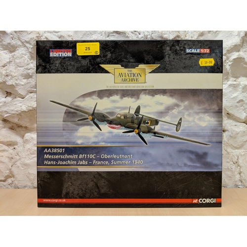 25 - Two Corgi models of plates from 'The Aviation Archive' to include a Messerschmitt Bf110C- Oberleutna... 