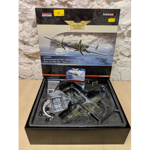 25 - Two Corgi models of plates from 'The Aviation Archive' to include a Messerschmitt Bf110C- Oberleutna... 