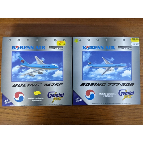 29 - Eight Gemini jets model commercial airline planes all boxed to include; a Boeing 777-300 in a Korean... 