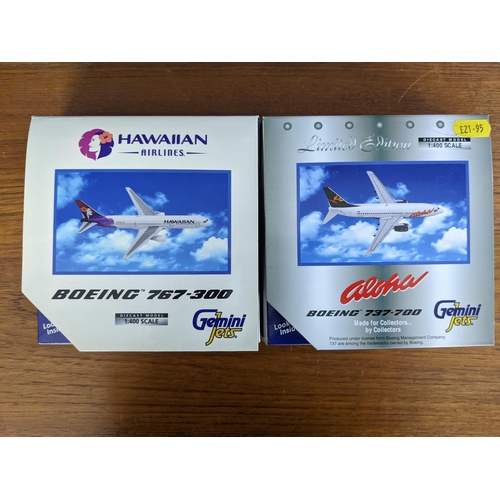 30 - Seven Gemini Jets model commercial airline planes, all boxed to include; an Airbus A330-200 in Qanta... 