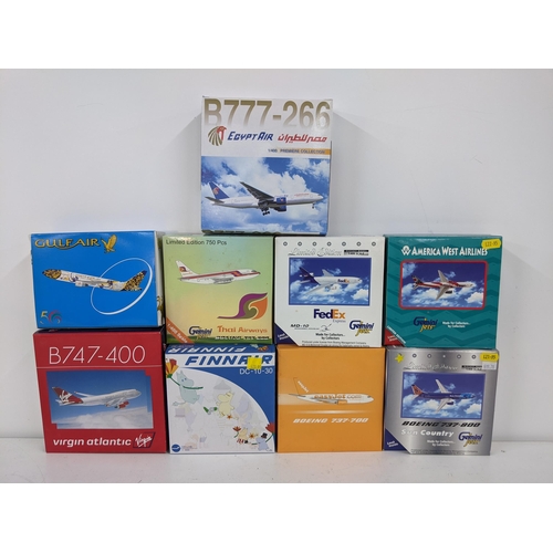 33 - Nine commercial airline plane models by various manufactures Dragon wings, Herpa Wings, Gemini Jets ... 