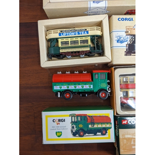 43 - Corgi models to include Grey Green AEC Regal, The Granville Tours Bedford Coach, The AEC Regal Open ... 