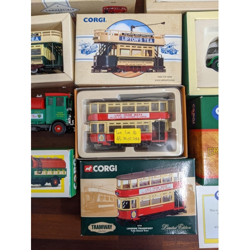 43 - Corgi models to include Grey Green AEC Regal, The Granville Tours Bedford Coach, The AEC Regal Open ... 