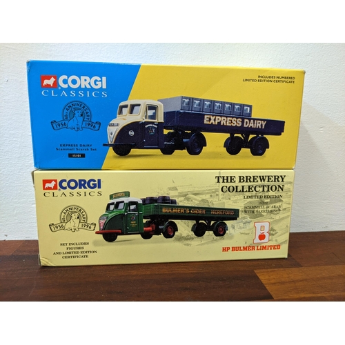 46 - Seven Corgi commercial vehicles to include 97318 Sammell Scarab with barrels (Websters 15201 Scammel... 